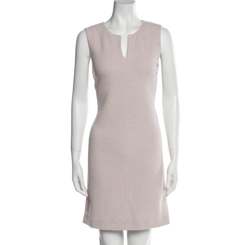 Amina Rubinacci Sheath Dress Women's EU 44 (US 8) Light Pink V-Neck Sleeveless
